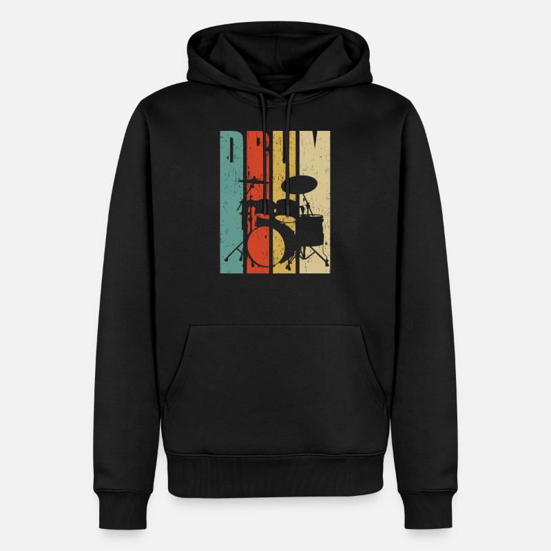 Tambour batteur cadeau rétro - Sweat à capuche Premium bio Homme - noir