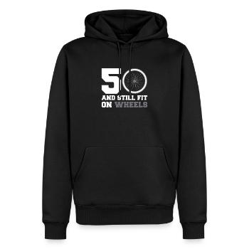 50er 50. Geburtstag Radsport Radfahrer Geschenk - Männer Premium Bio Hoodie - Schwarz - Vorne - Nico (187cm)