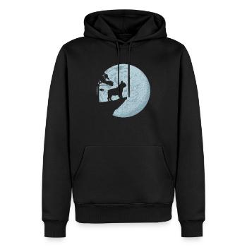 Amoureux des chiens bouledogue français pleine lune - Sweat à capuche Premium bio Homme - noir - Devant - Nico (187cm)