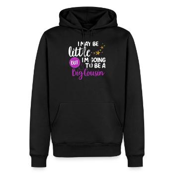 Ich mag klein sein, aber ich werde ein großer Cousin sein - Männer Premium Bio Hoodie - Schwarz - Vorne - Nico (187cm)