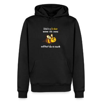 Ich bin Imker, wenn ich renne solltest du es auch. - Männer Premium Bio Hoodie - Schwarz - Vorne - Nico (187cm)