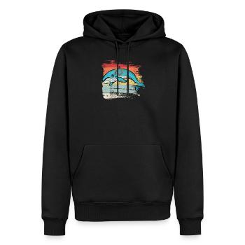 Retro Whale - Men’s Premium Organic Hoodie - black - Front - Nico (187cm)
