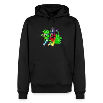 Joueur de handball de handball dans le tir au but - Sweat à capuche Premium bio Homme - noir - Devant - Nico (187cm)