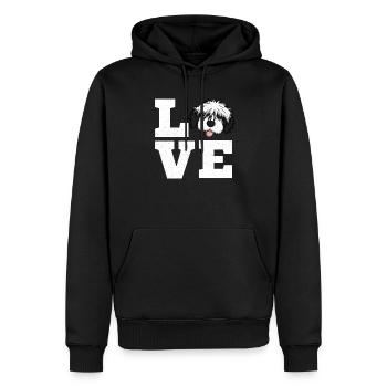Bobtail-Pudel-Mischling Hund Geschenk - Männer Premium Bio Hoodie - Schwarz - Vorne - Nico (187cm)
