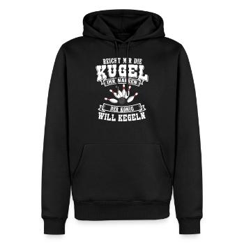 Der König will Kegeln lustiger Kegler Spruch - Männer Premium Bio Hoodie - Schwarz - Vorne - Nico (187cm)