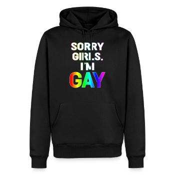 Tut mir leid, Mädchen, ich bin schwul - Männer Premium Bio Hoodie - Schwarz - Vorne - Nico (187cm)