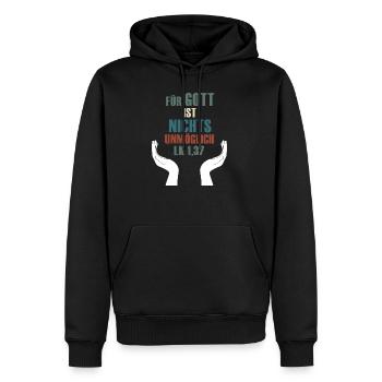 Für Gott ist nichts unmöglich Lukas 1,37 - Männer Premium Bio Hoodie - Schwarz - Vorne - Nico (187cm)