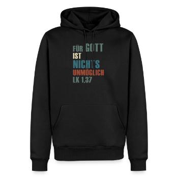 Für Gott ist nichts unmöglich Lukas 1,37 - Männer Premium Bio Hoodie - Schwarz - Vorne - Nico (187cm)