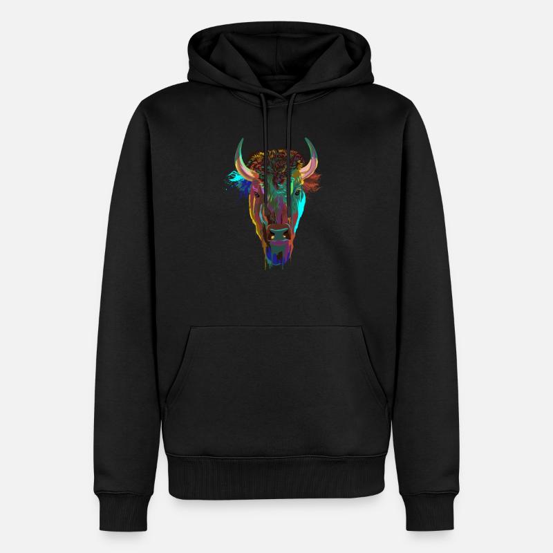 Splash Bison - Sweat à capuche Premium bio Homme - noir