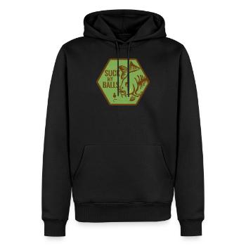 Suck my Balls | Lustiger Spruch für Karpfen Angler - Männer Premium Bio Hoodie - Schwarz - Vorne - Nico (187cm)