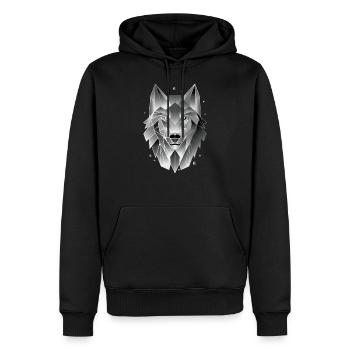 Wolf T-Shirt Polygon Geometrisch Geschenk - Männer Premium Bio Hoodie - Schwarz - Vorne - Nico (187cm)