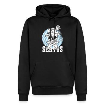 Totenkopf Weißwurst Pirat Bayern Skull Servus - Männer Premium Bio Hoodie - Schwarz - Vorne - Nico (187cm)