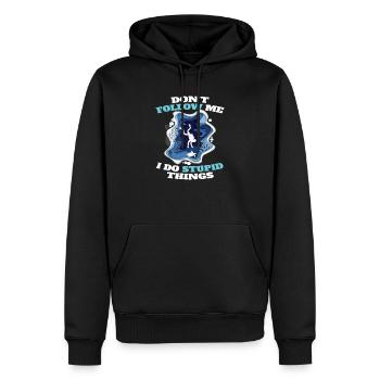 Dont Follow Me I Do Stubid Things Tauch - Männer Premium Bio Hoodie - Schwarz - Vorne - Nico (187cm)
