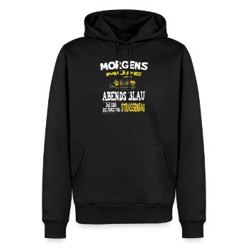 Morgens Müde Abends Blau Jungs vom Strassenbau - Männer Premium Bio Hoodie - Schwarz - Vorne - Nico (187cm)
