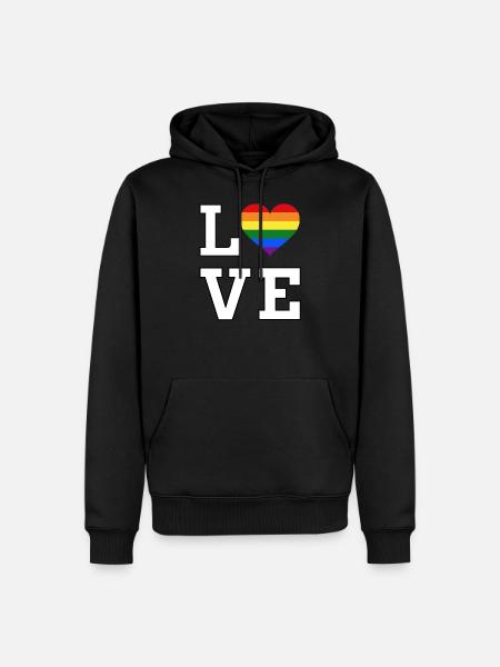 LOVE LGBT Gay Pride Heart - Men’s Premium Organic Hoodie - black