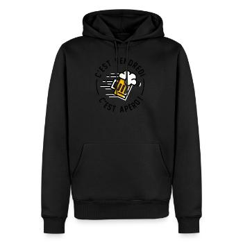 C'est vendredi c'est apéro cadeau ! noel humour - Sweat à capuche Premium bio Homme - noir - Devant - Nico (187cm)