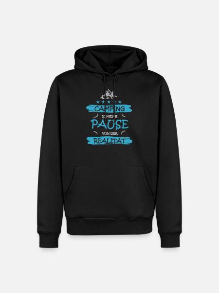 Camping ist meine Pause von der Realität Spruch - Männer Premium Bio Hoodie - Schwarz