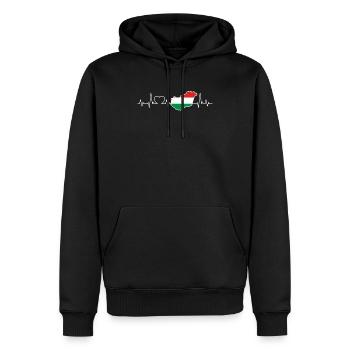 Ungarn Flagge Herzschlag Damen Herren Kinder - Männer Premium Bio Hoodie - Schwarz - Vorne - Nico (187cm)