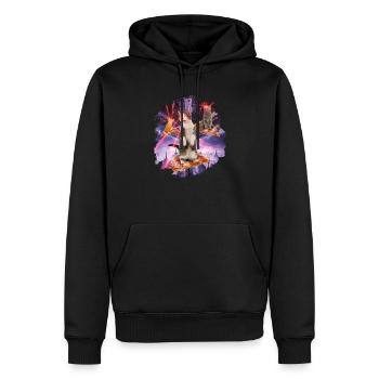Espace de chat de chats de pizza de chats de laser - Sweat à capuche Premium bio Homme - noir - Devant - Nico (187cm)