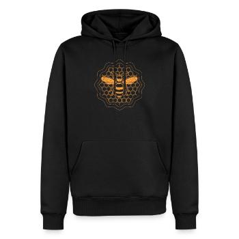apiculteur apiculture abeille à miel avec nid d'abeille - Sweat à capuche Premium bio Homme - noir - Devant - Nico (187cm)