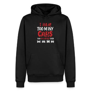 CAR GUY: Trop de voitures - Sweat à capuche Premium bio Homme - noir - Devant - Nico (187cm)