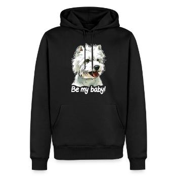 Westie "Be my baby" texte blanc - Sweat à capuche Premium bio Homme - noir - Devant - Nico (187cm)