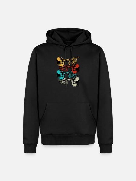 Trompeten Retro Instrument Band Musiker - Männer Premium Bio Hoodie - Schwarz