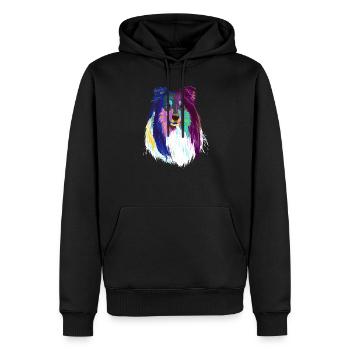 Collier de cheveux longs colorés chien - Sweat à capuche Premium bio Homme - noir - Devant - Nico (187cm)