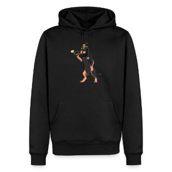 Hornblase Deutscher Jagdterrier Hund - Männer Premium Bio Hoodie - Schwarz - Vorne - Nico (187cm)