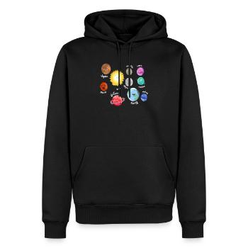 Système solaire lune espace mignon espace extra-atmosphérique - Sweat à capuche Premium bio Homme - noir - Devant - Nico (187cm)
