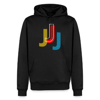 j - Männer Premium Bio Hoodie - Schwarz - Vorne - Nico (187cm)