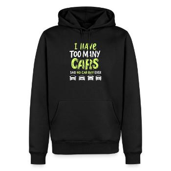 CAR GUY: Trop de voitures - Sweat à capuche Premium bio Homme - noir - Devant - Nico (187cm)
