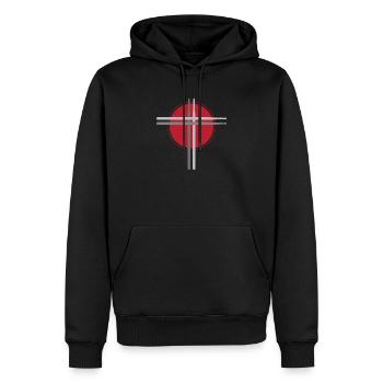 Drumsticks Kreuz Drummer Drums - Men’s Premium Organic Hoodie - black - Front - Nico (187cm)
