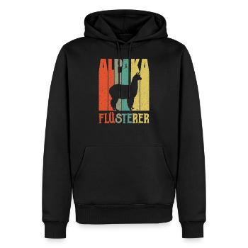 Alpaka Flüsterer Lama Retro Geschenk - Männer Premium Bio Hoodie - Schwarz - Vorne - Nico (187cm)