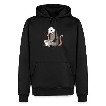 Opossum mange des nouilles Ramen - Sweat à capuche Premium bio Homme - noir - Devant - Nico (187cm)