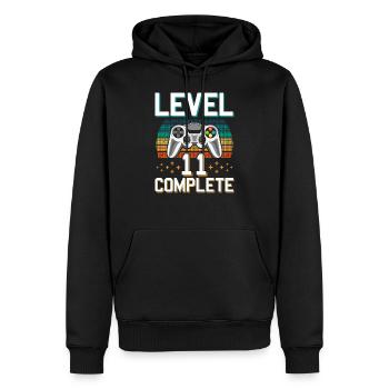 Cadeau complet de garçon de joueur de 11 ans de niveau 11 - Sweat à capuche Premium bio Homme - noir - Devant - Nico (187cm)