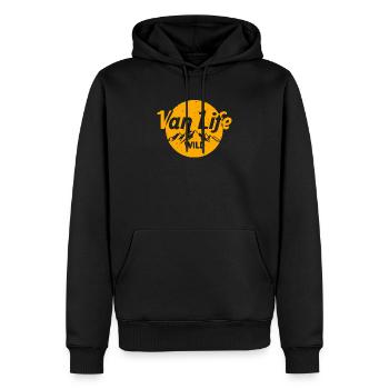 Van Life Wild Vintage Patch, Vanlifer - Men’s Premium Organic Hoodie - black - Front - Nico (187cm)