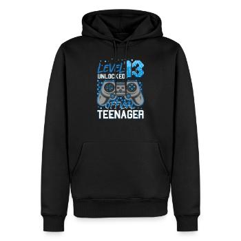 Niveau 13 Unlocked 13 ans Gamer Gamer Garçon - Sweat à capuche Premium bio Homme - noir - Devant - Nico (187cm)