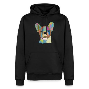 Französische Bulldogge bunt - Männer Premium Bio Hoodie - Schwarz - Vorne - Nico (187cm)