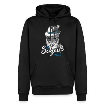 An Scheiß muass i Grantler Bayern Dialekt Lausbua - Männer Premium Bio Hoodie - Schwarz - Vorne - Nico (187cm)