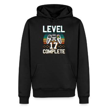 Cadeau de joueur complet de niveau 17 17 ans - Sweat à capuche Premium bio Homme - noir - Devant - Nico (187cm)