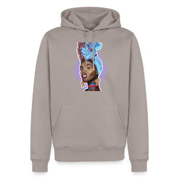 Mittlerer Muggin 2 - Männer Premium Bio Hoodie - Taupe - Vorne - Nico (187cm)
