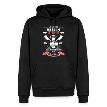 j'ai besoin de ma boucherie bordel ! - Sweat à capuche Premium bio Homme - noir - Devant - Nico (187cm)