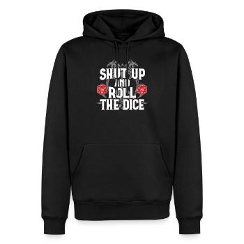 RPG Halt die Klappe und rolle die Würfel D20 - Männer Premium Bio Hoodie - Schwarz - Vorne - Nico (187cm)