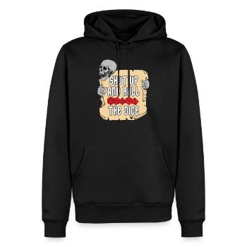RPG Halt die Klappe und rolle die Würfel D20 - Männer Premium Bio Hoodie - Schwarz - Vorne - Nico (187cm)