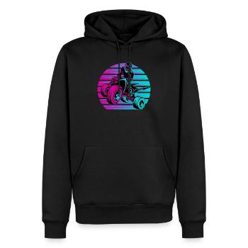Quad Coureur Hors route Biker ATV Vintage - Sweat à capuche Premium bio Homme - noir - Devant - Nico (187cm)