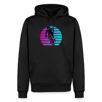 Descente vtt vintage vtt - Sweat à capuche Premium bio Homme - noir - Devant - Nico (187cm)
