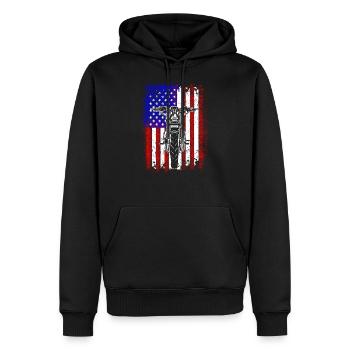 Cadeau de drapeau USA moto - Sweat à capuche Premium bio Homme - noir - Devant - Nico (187cm)