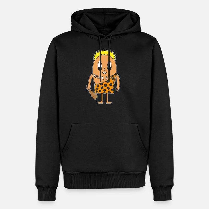 Steinzeitmann Ei - Männer Premium Bio Hoodie - Schwarz
