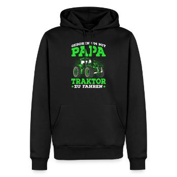 Geboren um mit Papa Traktor zu fahren - Männer Premium Bio Hoodie - Schwarz - Vorne - Nico (187cm)